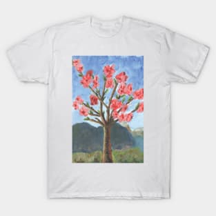 Nectarine Tree in Full Bloom Painting T-Shirt